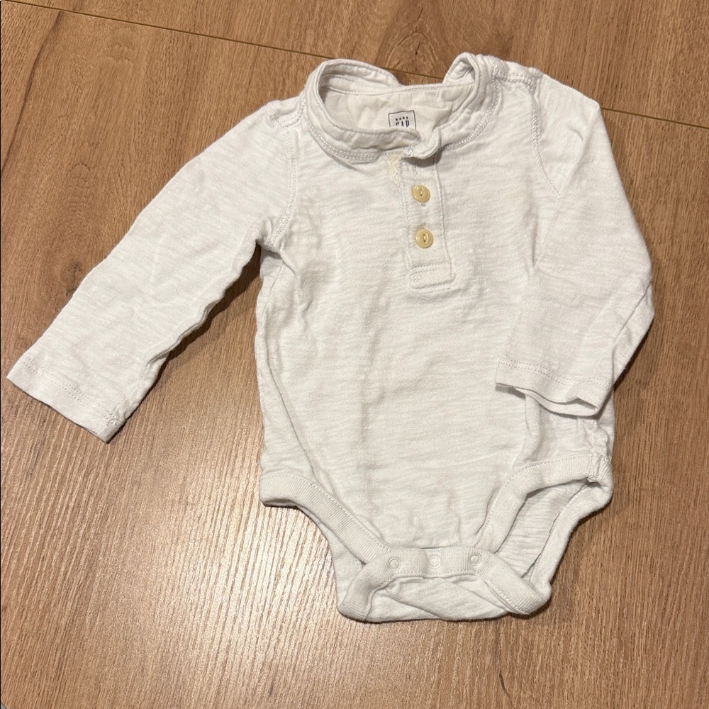 GAP White Heathered Baby Onesie